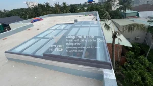mái che giếng trời tự động trượt ngang cho nhà phố Hi-Tech